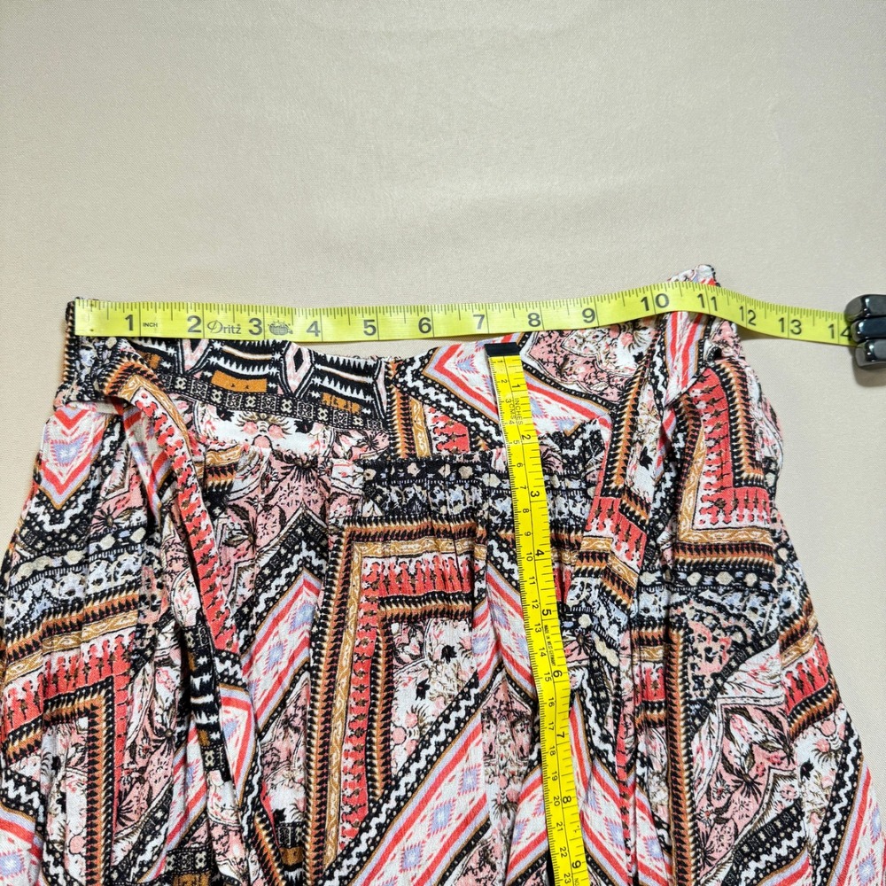 SHYANNE Boho Geometric‎ Print Maxi Wrap Skirt XS Tie Waist Western Festival - Picture 3 of 16